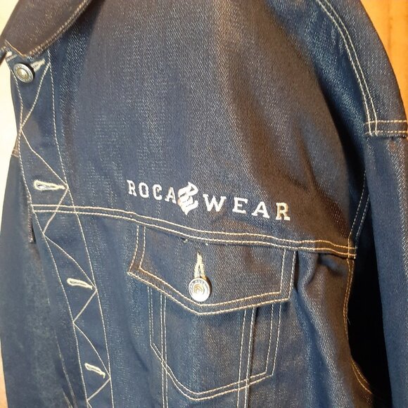 Rocawear Jacket XXL Dark Blue Denim Hip Hop Urban Streetwear vintage 2000 Y2K - Picture 3 of 7